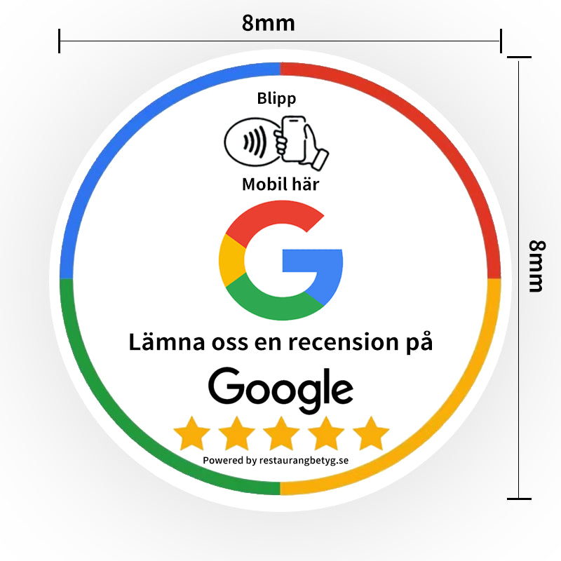 Google Recensioner -platta. Rund 8cm. Vit