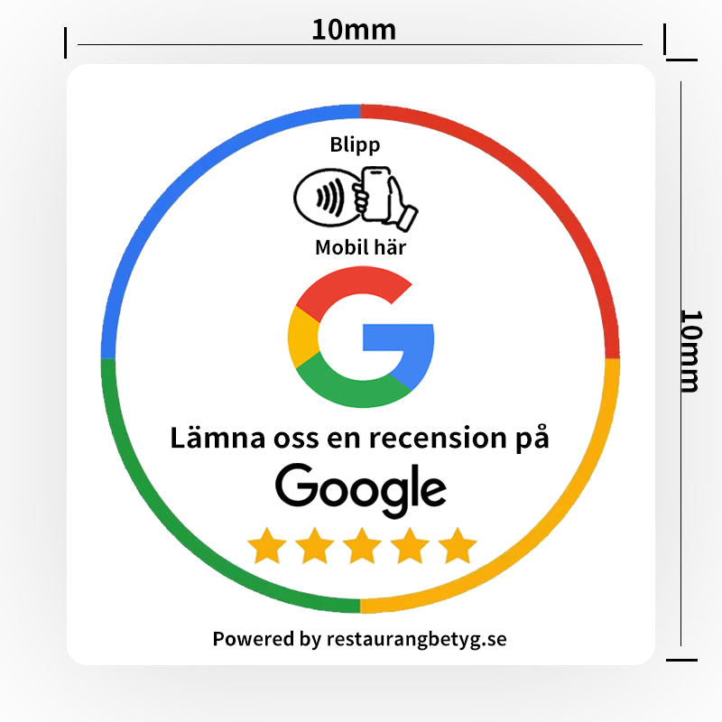 Google Recensioner -platta 10x10cm. Vit