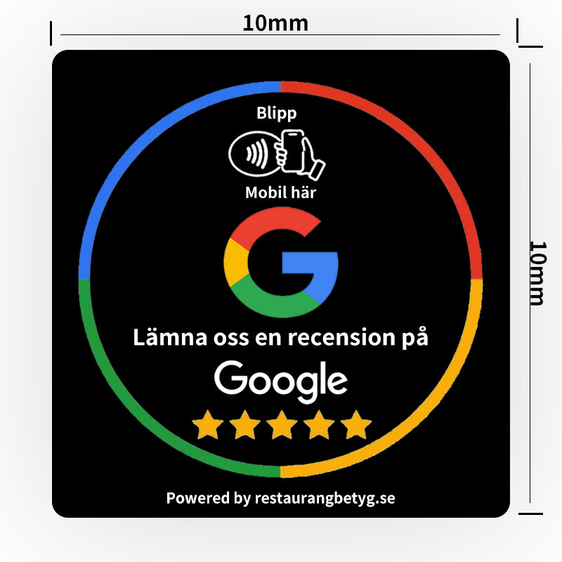 Google Recensioner -platta 10x10cm. Svart