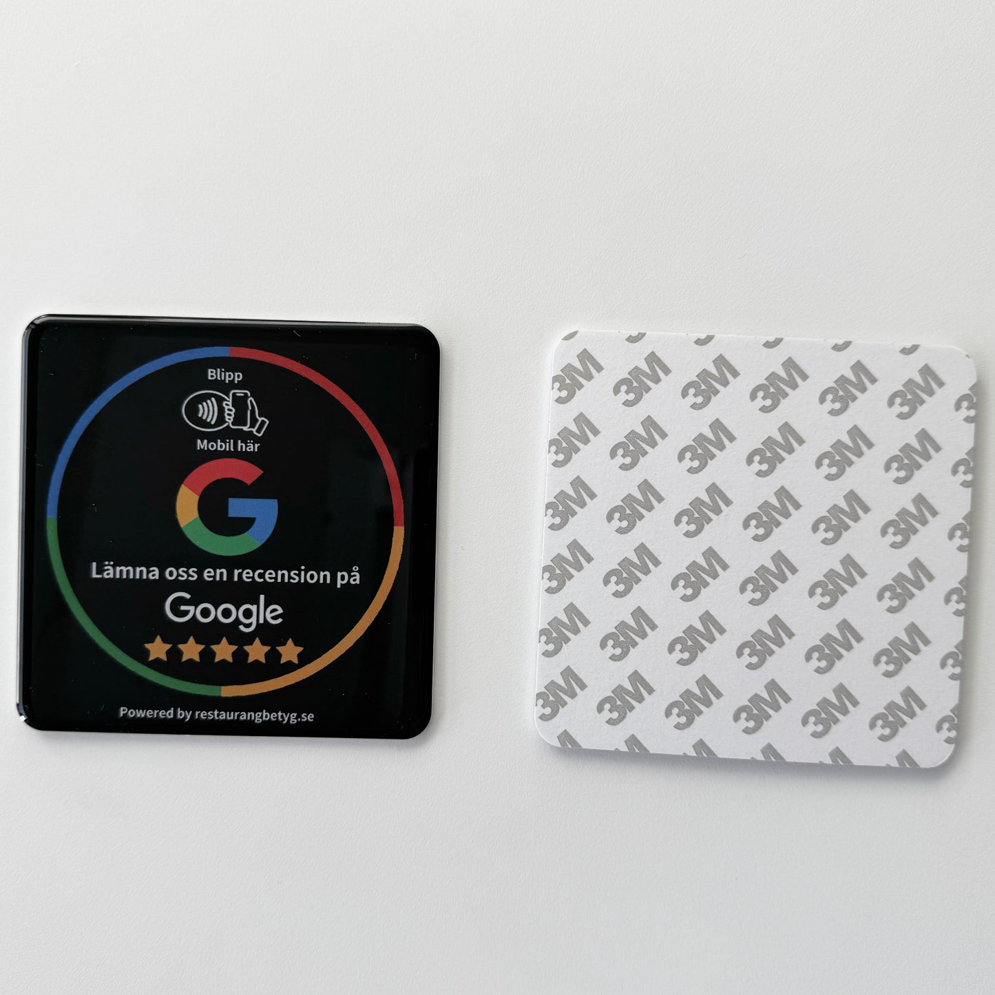 Google Recensioner -platta 10x10cm. Svart